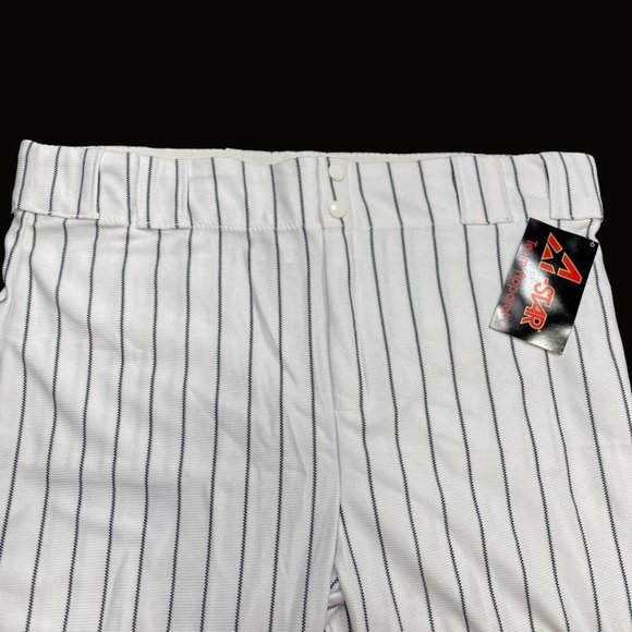 All Star Baseball Pants Adult XL White Green Pinstripe Full Length Softball Mens - Picture 3 of 11
